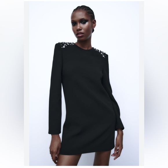 Zara Black and Silver Embellished Sheath Dress - Picture 1 of 13